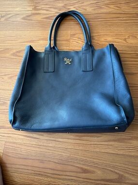 Blue Leather Tote Bag - Sleek Everyday Carry